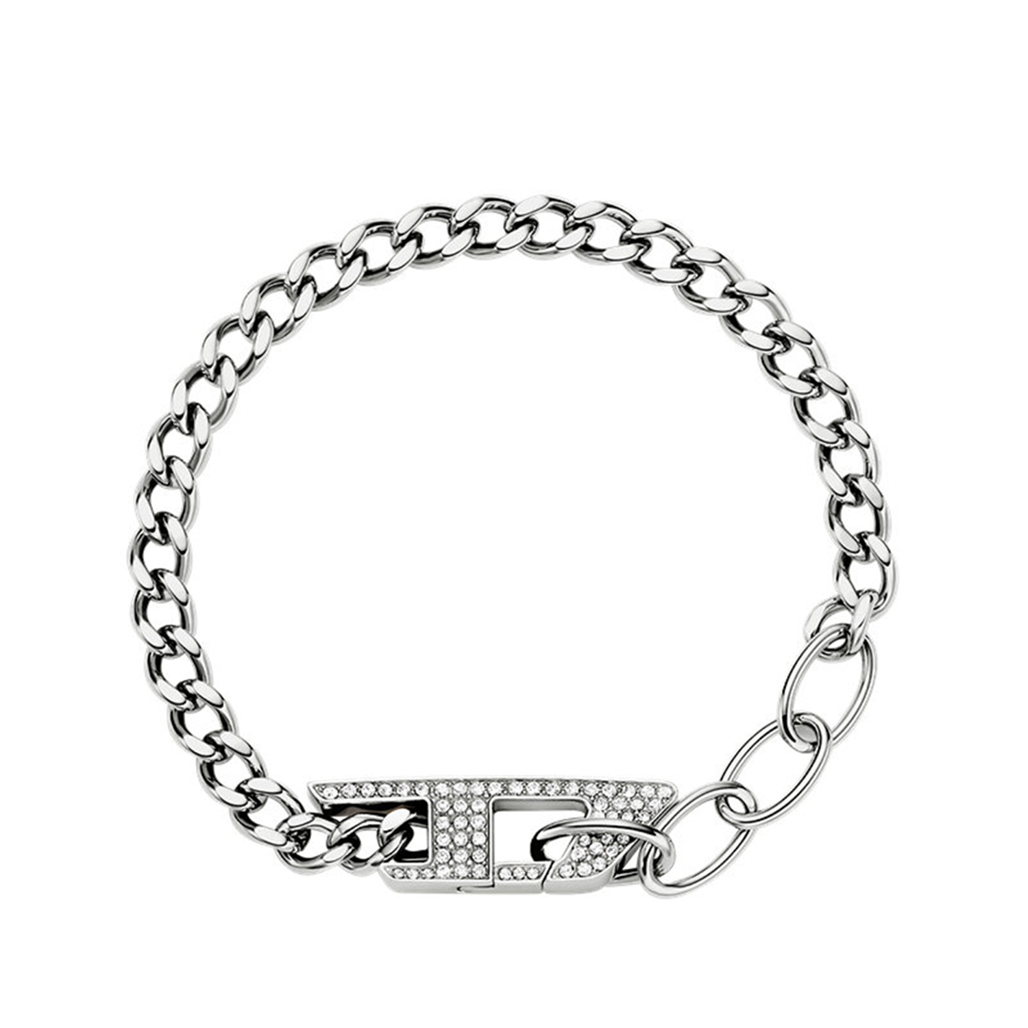 Diesel D Logo Silver and Gold Stainless Steel Bracelet DX1627040