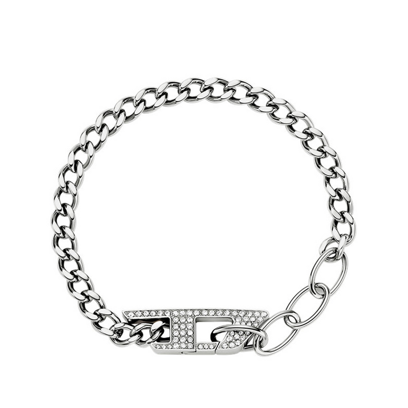 Diesel D Logo Silver and Gold Stainless Steel Bracelet DX1627040-zoom-