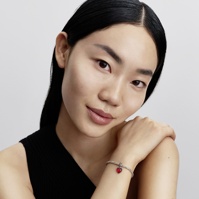 Pandora Moments 925 Sterling Silver Red Murano Glass Red Heart Hanging Charm 794429C01-zoom-