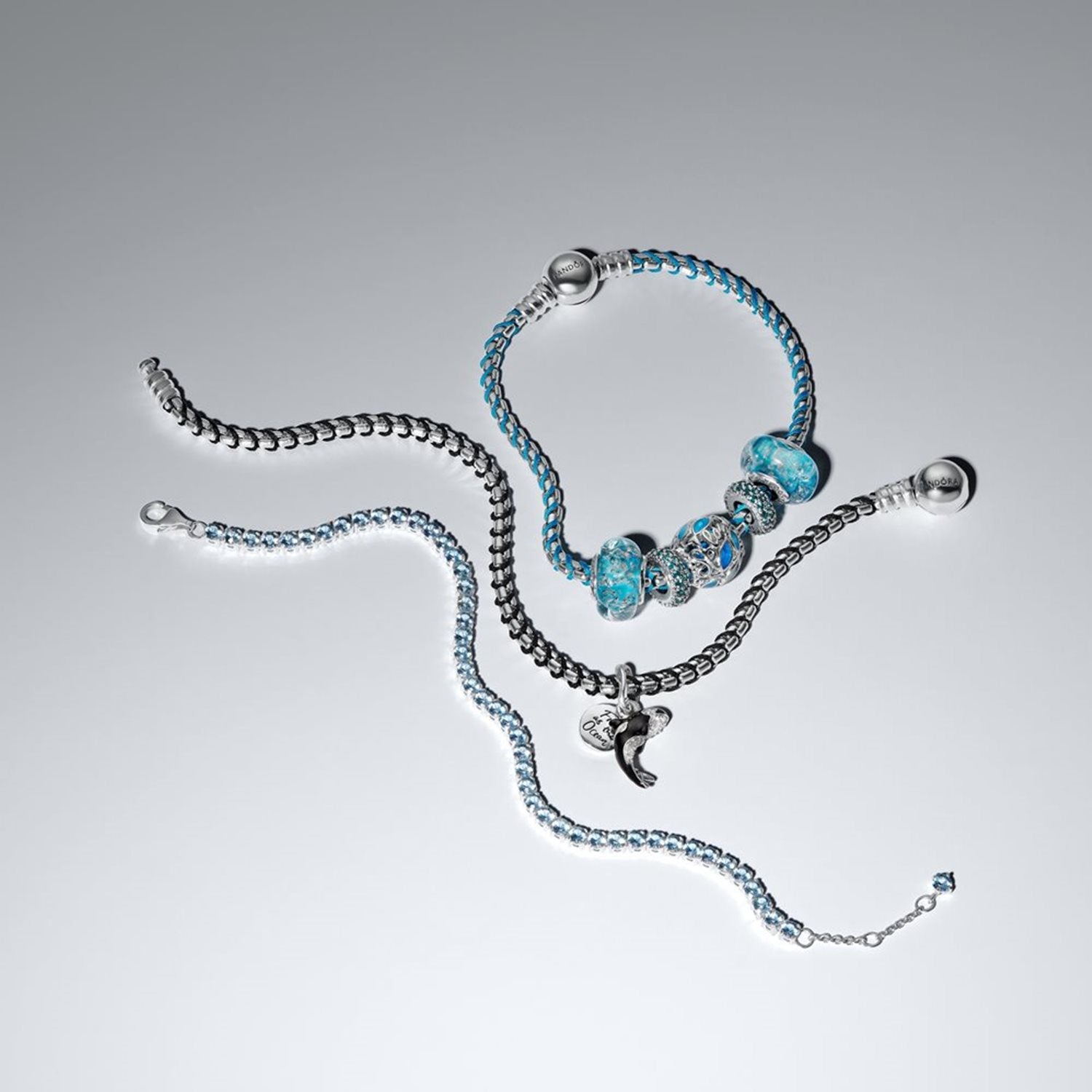 Pandora Moments 925 Sterling Silver Enamel Openwork Swimming Fish Charm 794699C01