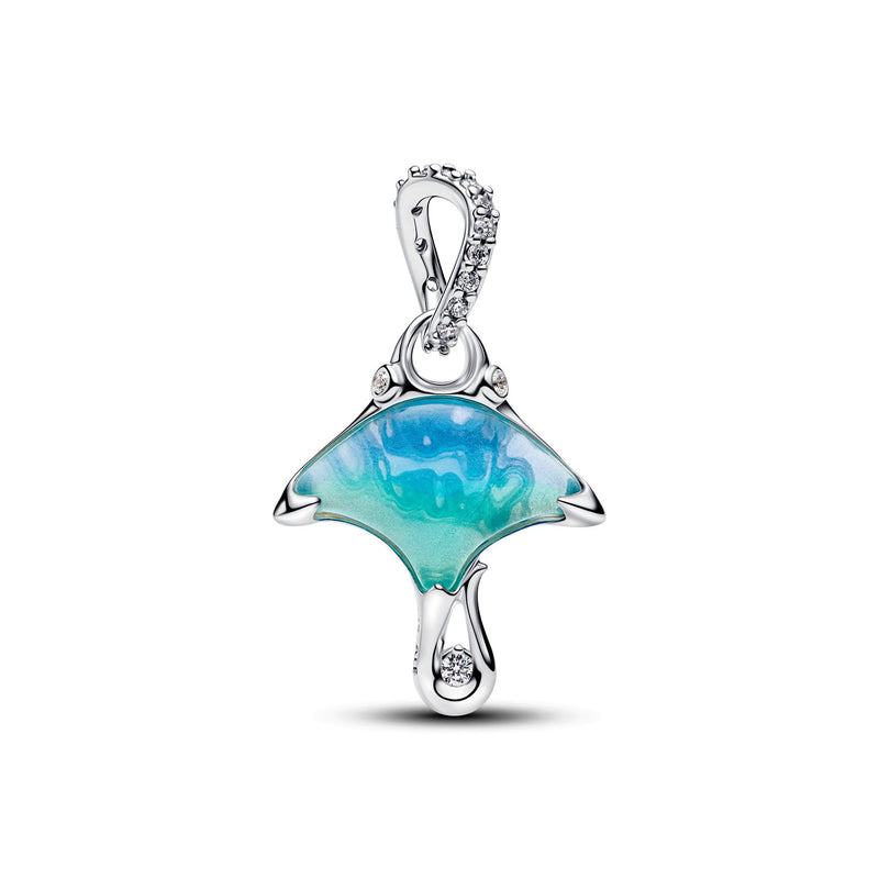 Pandora Moments Murano Glass And Enamel Manta Ray Charm-Anhänger 794685C01-zoom-