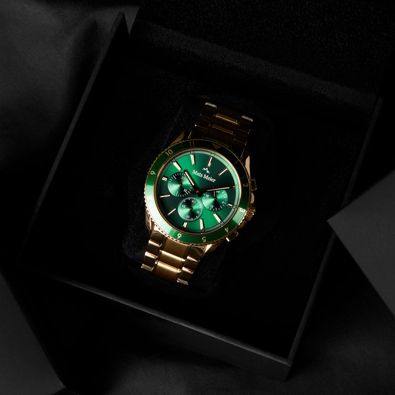 Mats Meier Ponte dei Salti Chronograaf HerrenUhr Goldfarbene und Groen MM00512-zoom-