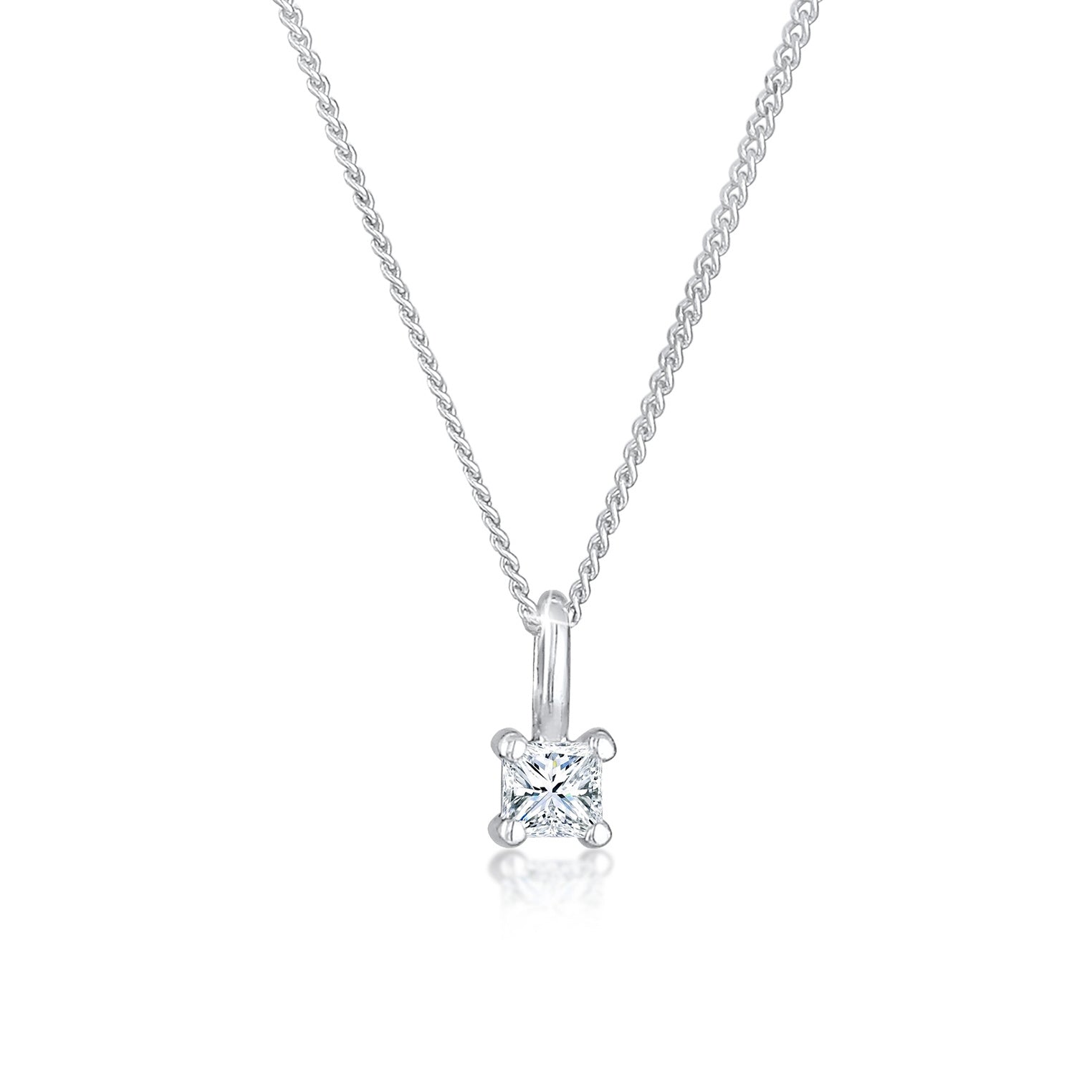 Elli 925 Sterling Silver Solitaire Necklace with Diamond (0.1 ct) 2004-BF-0007590-001