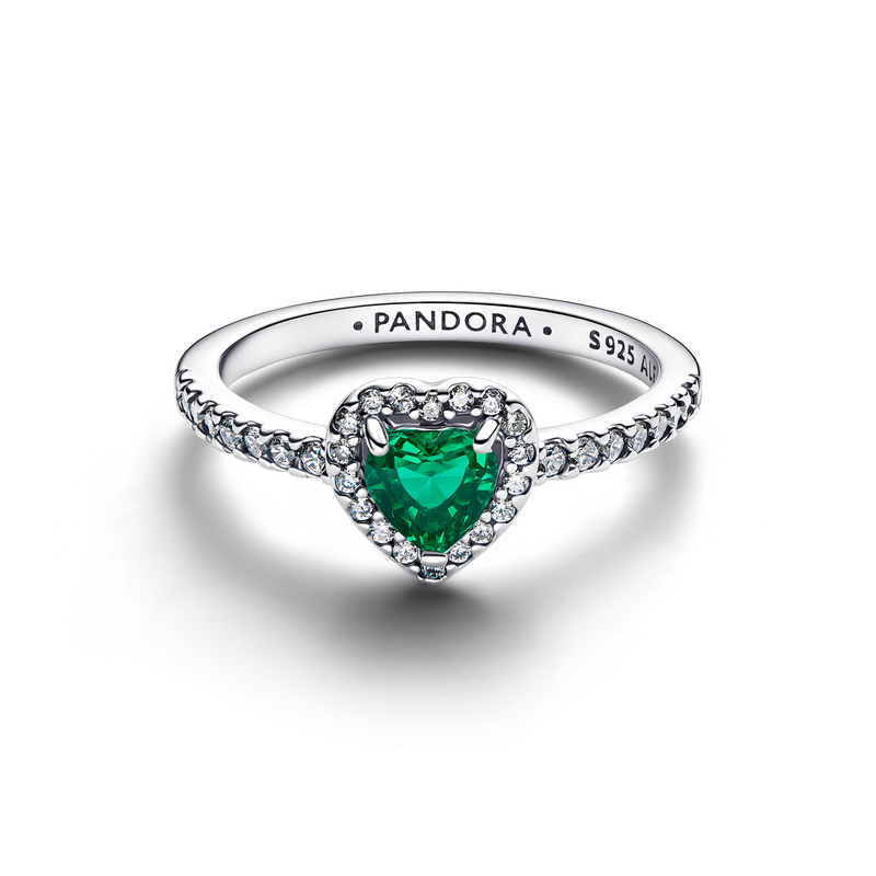 Pandora Timeless 925 Sterling Silver Elevated Royal Green Heart Ring 198421C07-54-zoom-