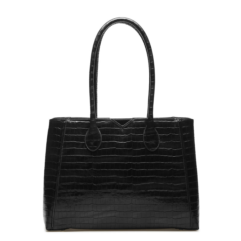 Isabel Bernard Honoré Cloe Kroko Schwarze Handtasche IB25007-zoom-