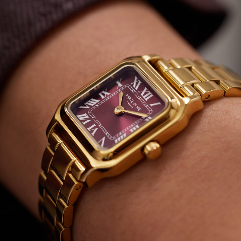 Parte di Me Orologio rectangular ladies watch gold and bordeaux PDM09037-zoom-