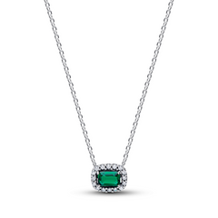 Pandora Timeless Rectangular Sparkling Green Halo Pendant Necklace 394503C01-45
