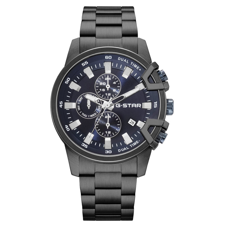 G-STAR Bend3D Schwarze Herrenuhr mit blauem Zifferblatt GSW.505.05-zoom-