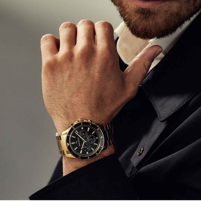 Mats Meier Ponte dei Salti Chronograaf HerrenUhr Goldfarbene und Schwarz MM00509-zoom-