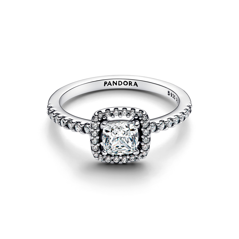 Pandora Timeless 925 Sterling Silver Sparkling Square Halo Ring 193555C02-52-zoom-