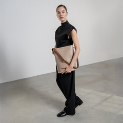 Isabel Bernard Honoré Lora Taupe Calfskin Leather Shoulder Bag IB25085-378