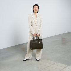 Isabel Bernard Honoré Nadine dark brown calfskin leather handbag with 13 inch laptop compartment IB25110-031-13