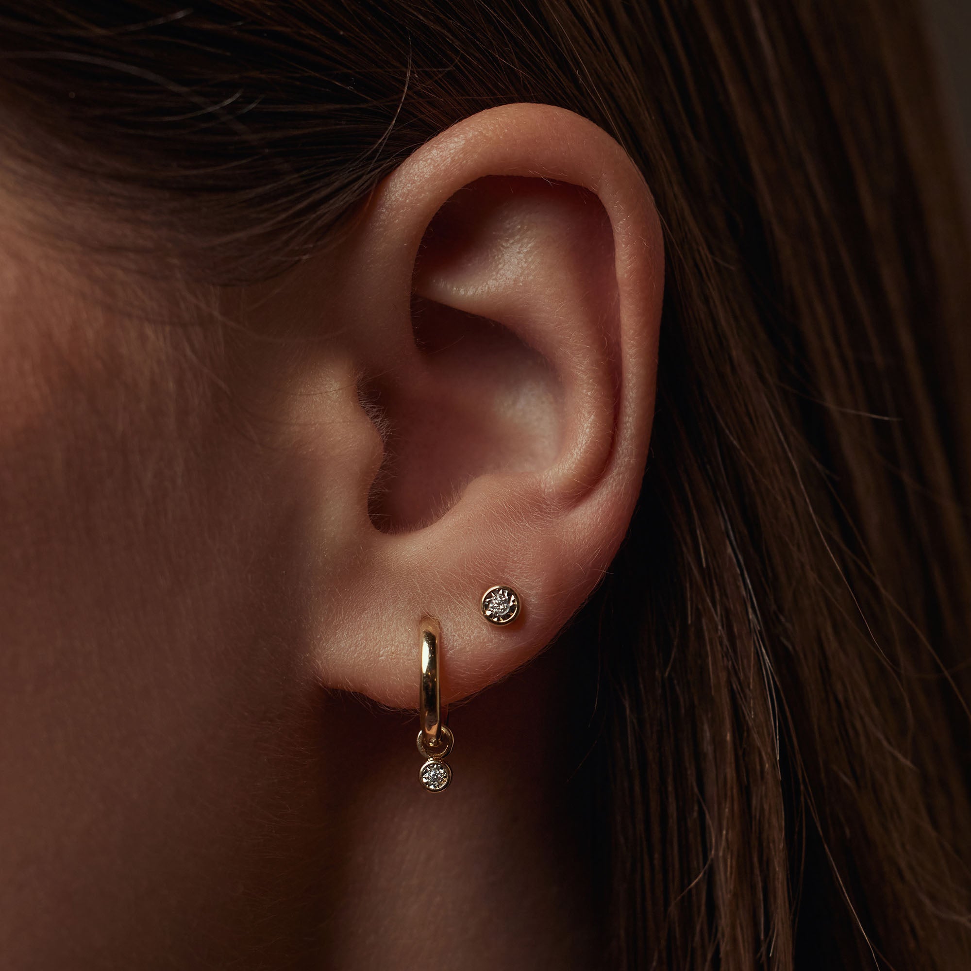 Isabel Bernard De La Paix Inaya 14 Carat Golden Ear Studs | diamond 0.04 ct | IBD360026