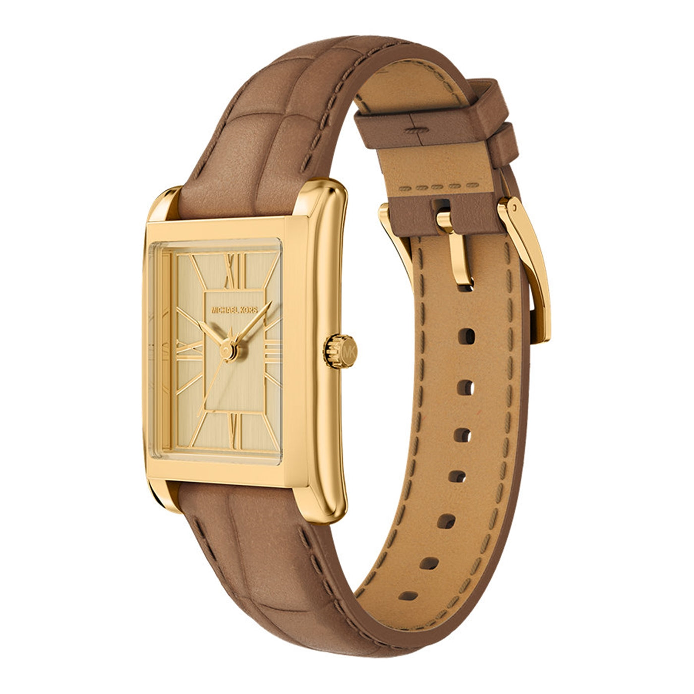 Michael Kors Essex Rectangular Gold Dial Watch MK7584