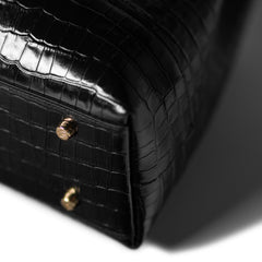 Isabel Bernard Femme Forte Macie Croco Black Calfskin Leather Handbag IB25074-201