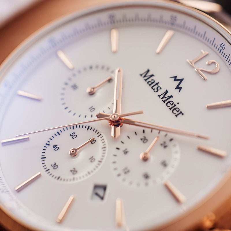Mats Meier Grand Cornier Chrono Wit/RoseGoldfarbene/Braun Uhr MM00107-zoom-