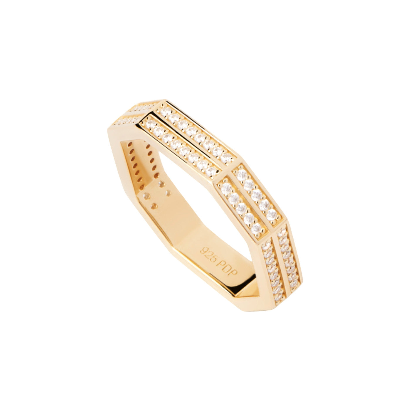 P D Paola The New Essentials 925 Sterling Silver Ring AN01-A06-16with18 Carat Gold Plating