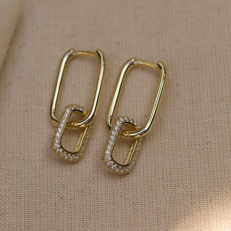 Karma 925 Sterling Silberen Goldfarbene Zirconia Densely Creolen H232GP-zoom-