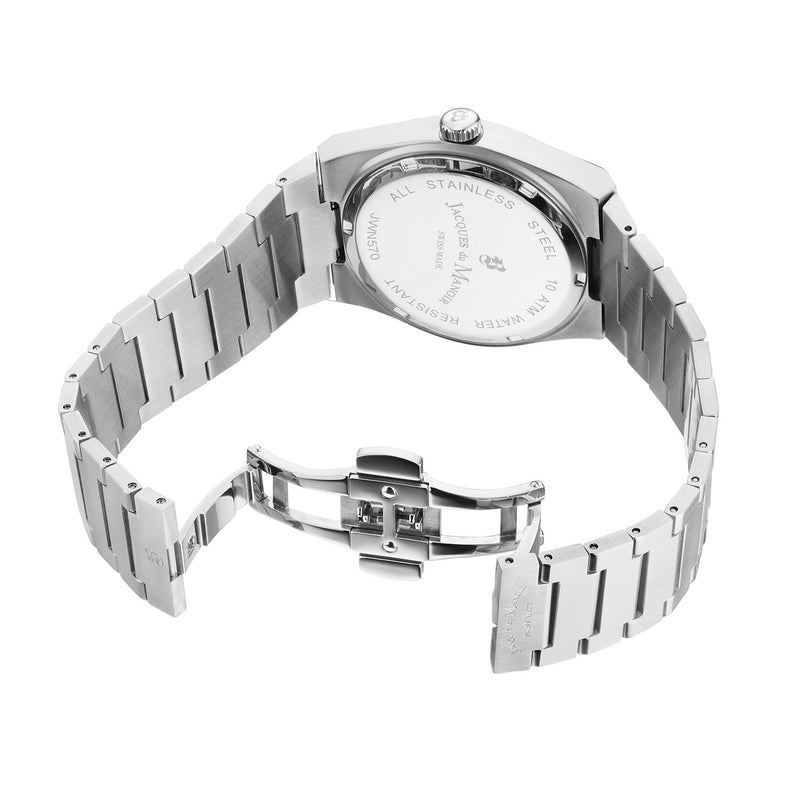 Jacques du Manoir Horizon Gents Multifunction Silberfarbene Edelstahl Herrenarmbanduhr JWN05703-zoom-