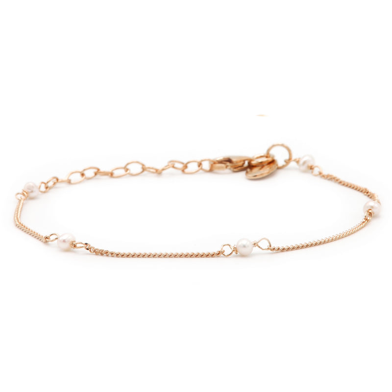 Karma 925 Sterling Silber RoséGoldfarbene Tiny Pearls Armband 94126RP (Länge: 16.50 - 19.00 cm)-zoom-