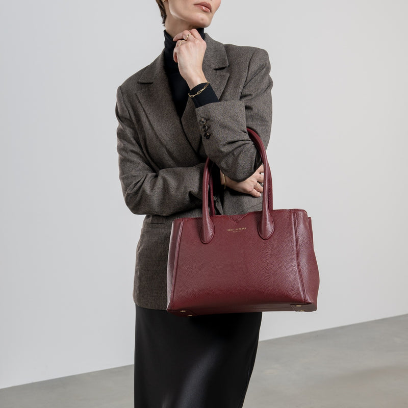 Isabel Bernard Honoré Cloe Midi Bordeaux Kalbsleder Handtasche IB25082-052-zoom-