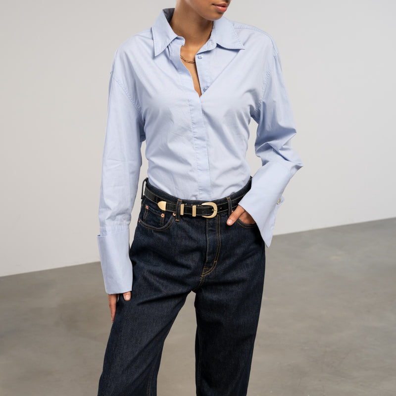 Isabel Bernard Rêveur Mathilde Croco schwarzer Kalbsledergürtel mit goldfarbener Schnalle IB60020-201-80-zoom-