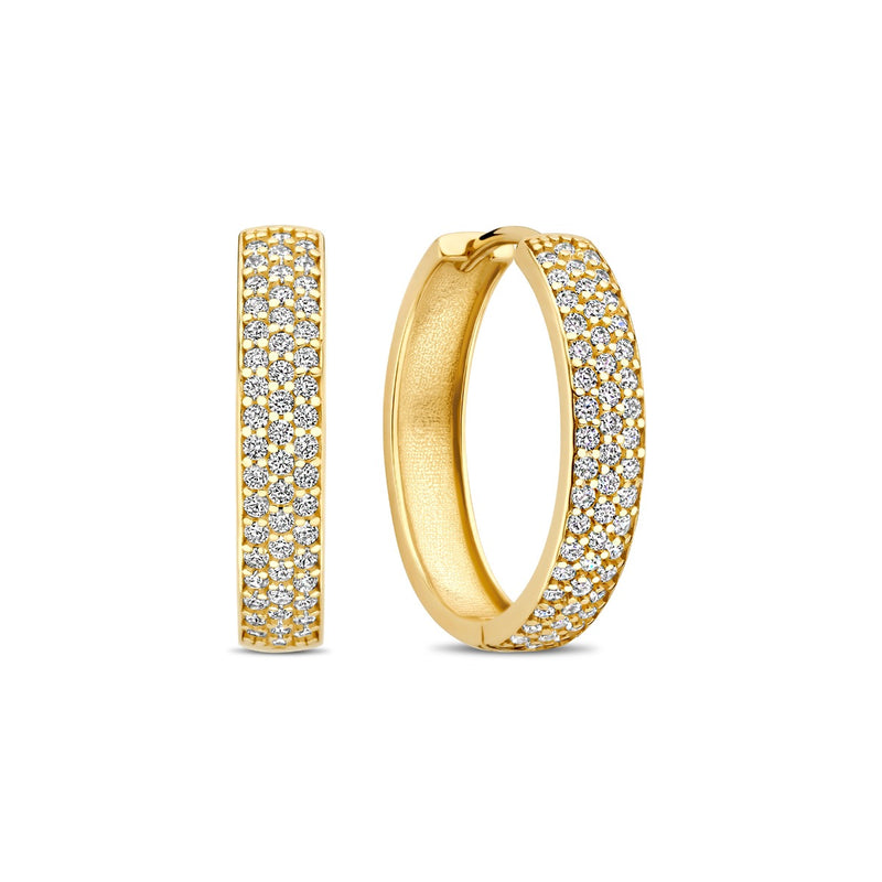 Beloro Jewels Monte Napoleone Stella 9 karat gold hoop earrings with zirconia BO360087-zoom-