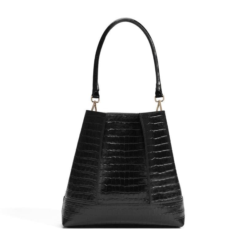 Isabel Bernard Femme Forte Macie Kroko Schwarz Kalbsleder Handtasche IB25074-201-zoom-