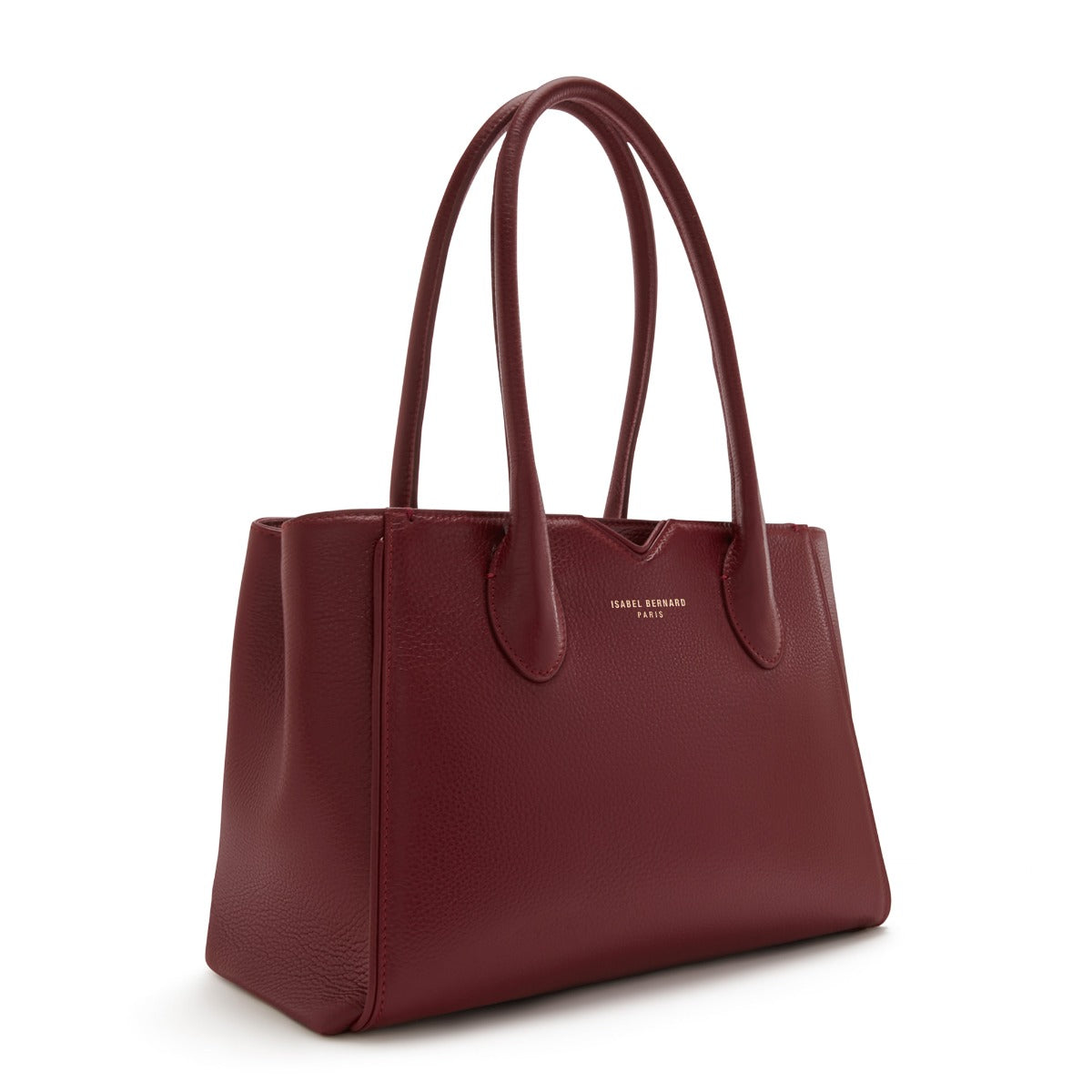 Isabel Bernard Honoré Cloe Midi Bordeaux Calfskin Leather Handbag IB25082-052