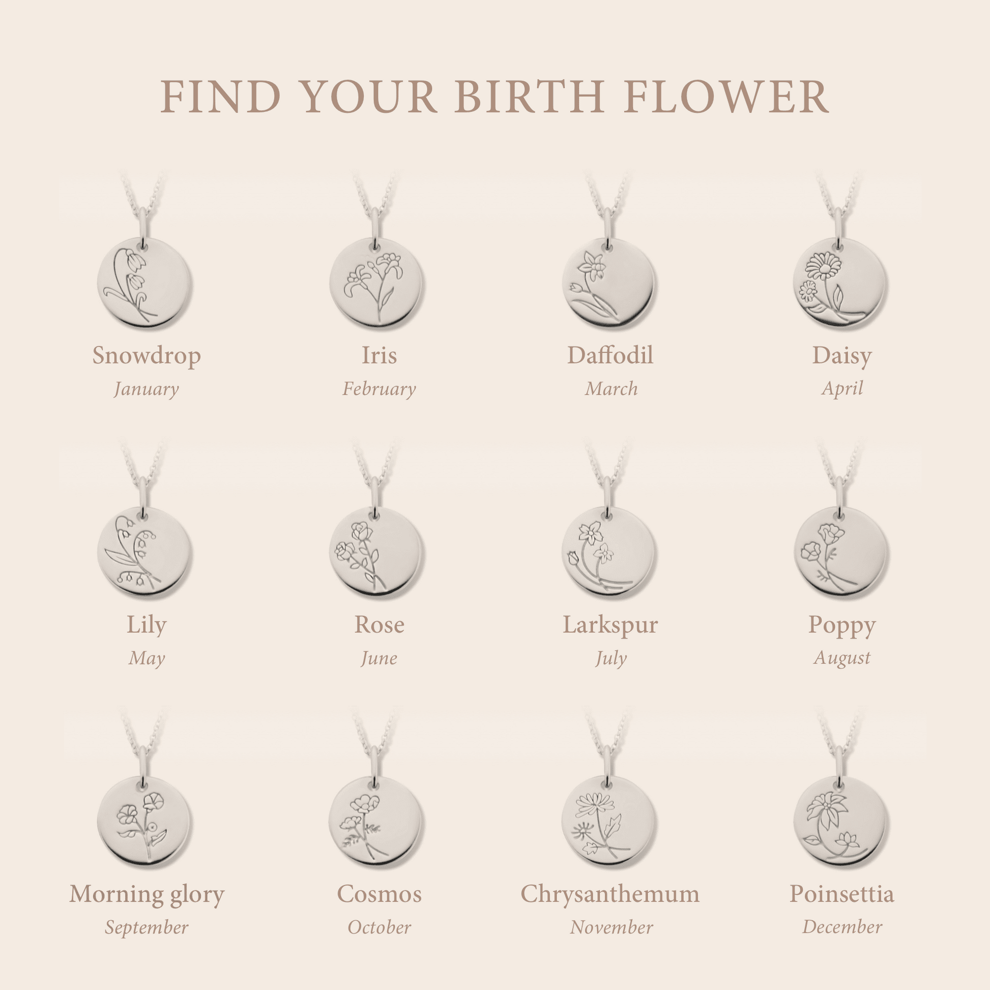 Violet Hamden Venus 925 Sterling Silver Necklace with Birthflower VH340026-SEP