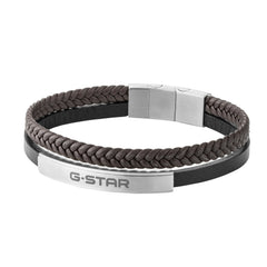 G-Star Tether02P Silver and Black Leather Bracelet GSJ.109.02