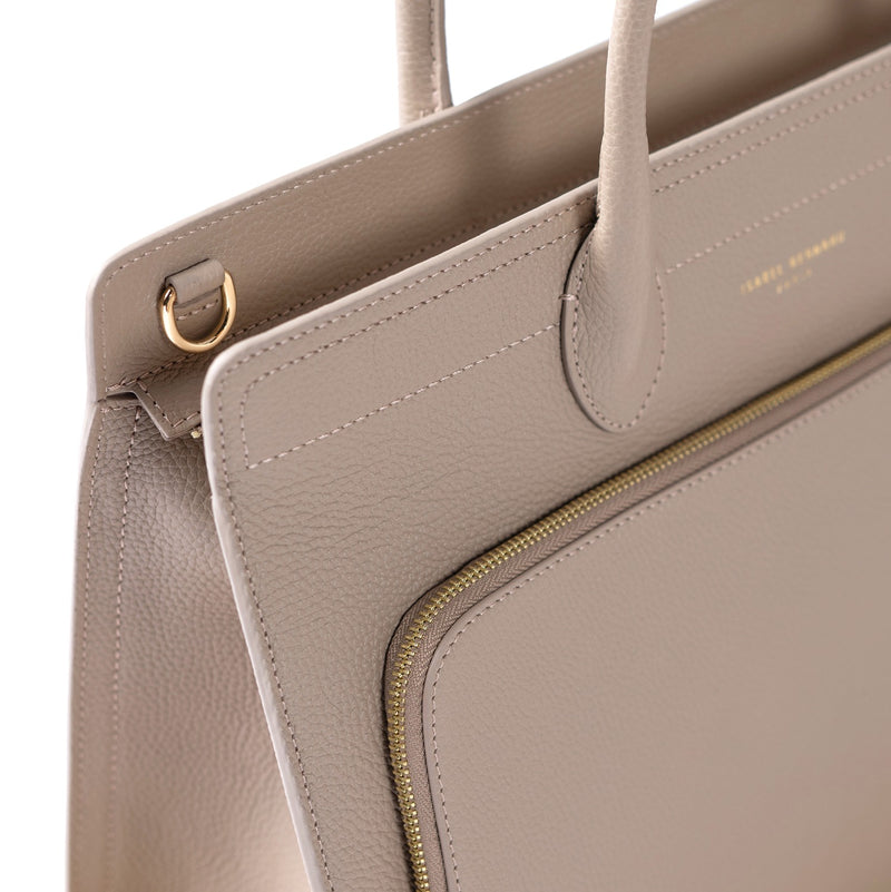 Isabel Bernard Honoré Nadine Taupe Leder Handtasche aus Kalbsleder IB25038-zoom-