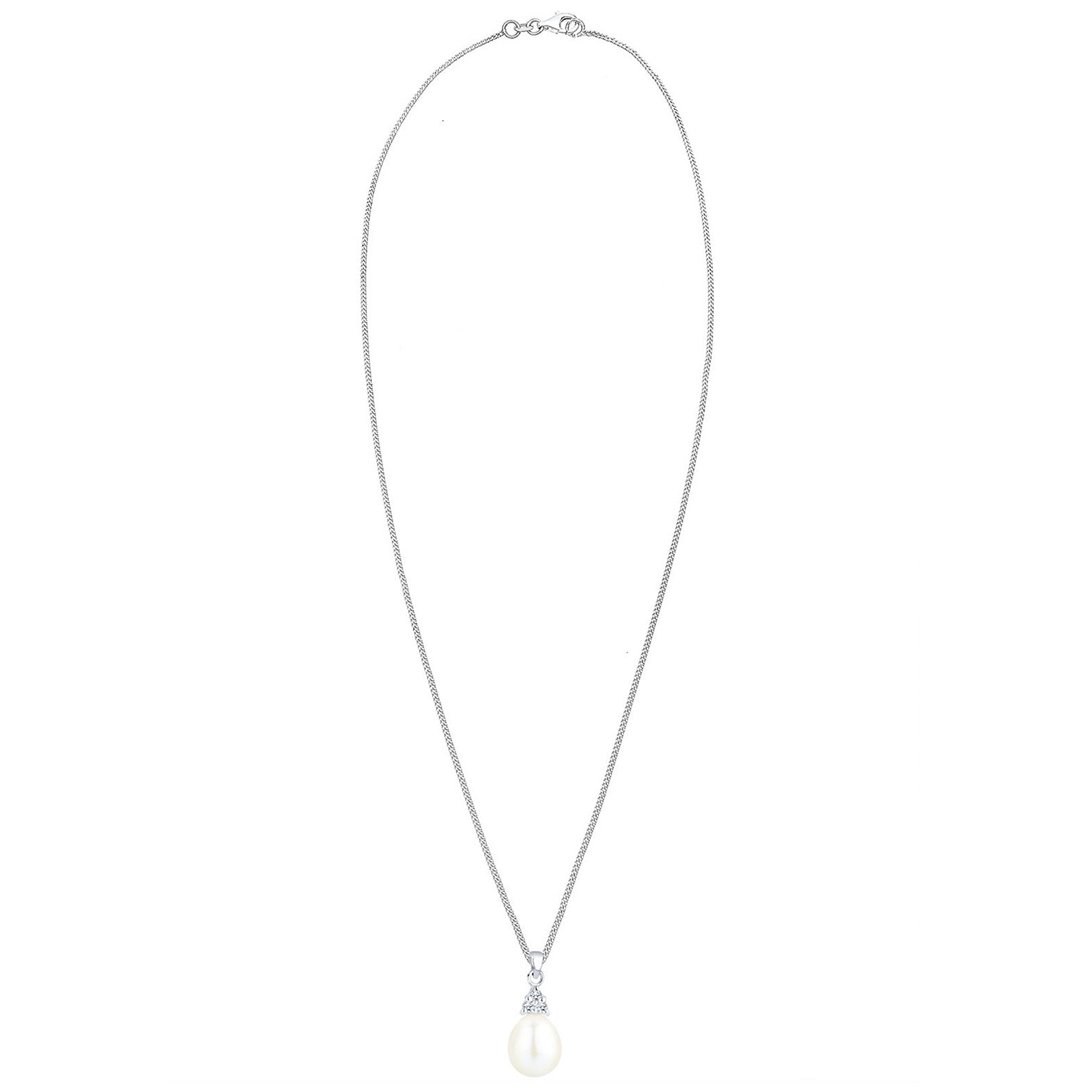 Elli 925 Sterling Silver Pearl Necklace with Diamond (0.04 ct) 2004-BF-0007560-001