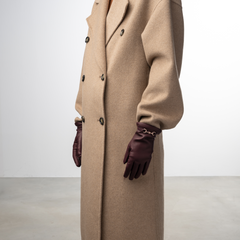 Isabel Bernard Honoré Marcelia Bordeaux Red goatskin leather gloves IB67001-352-6.5