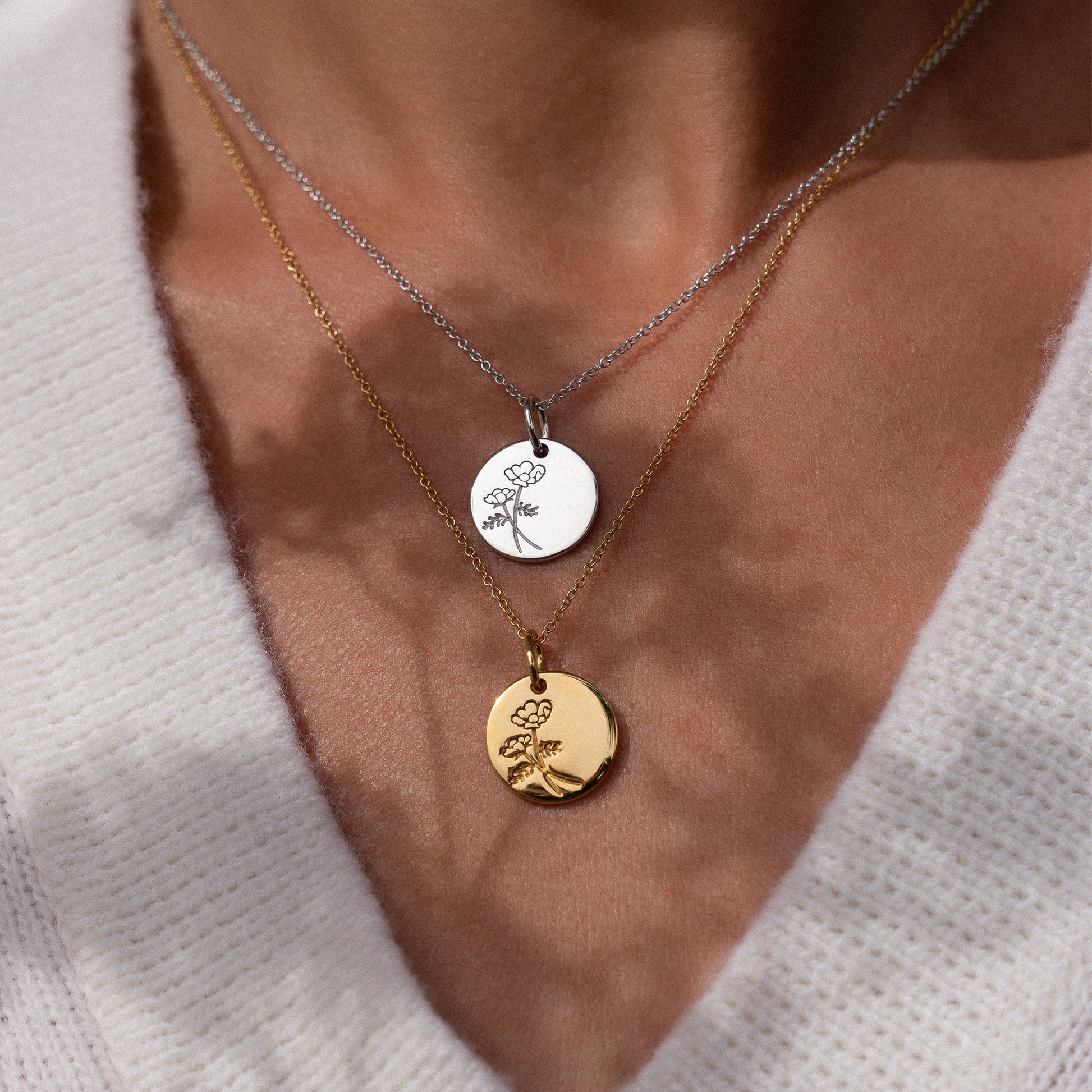 Violet Hamden Venus 925 Sterling Silver Gold-coloured Necklace with Birthflower VH340025-FEB