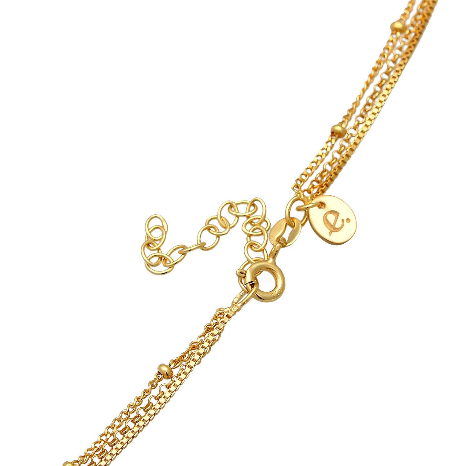 Elli 925 Sterling Silver Layered Link Chain Necklace with Moonstone 2004-BF-0008108-001
