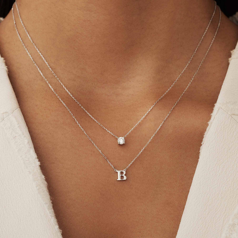 Isabel Bernard Saint Germain Chloé 14 Karat | Weißgold Initiale Halskette IB340061-A-zoom-