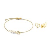 Isabel Bernard Cadeau d'Isabel 14 Karat Gold Armband und Ohrstecker Geschenkset mit Süßwasserperlen IB90185