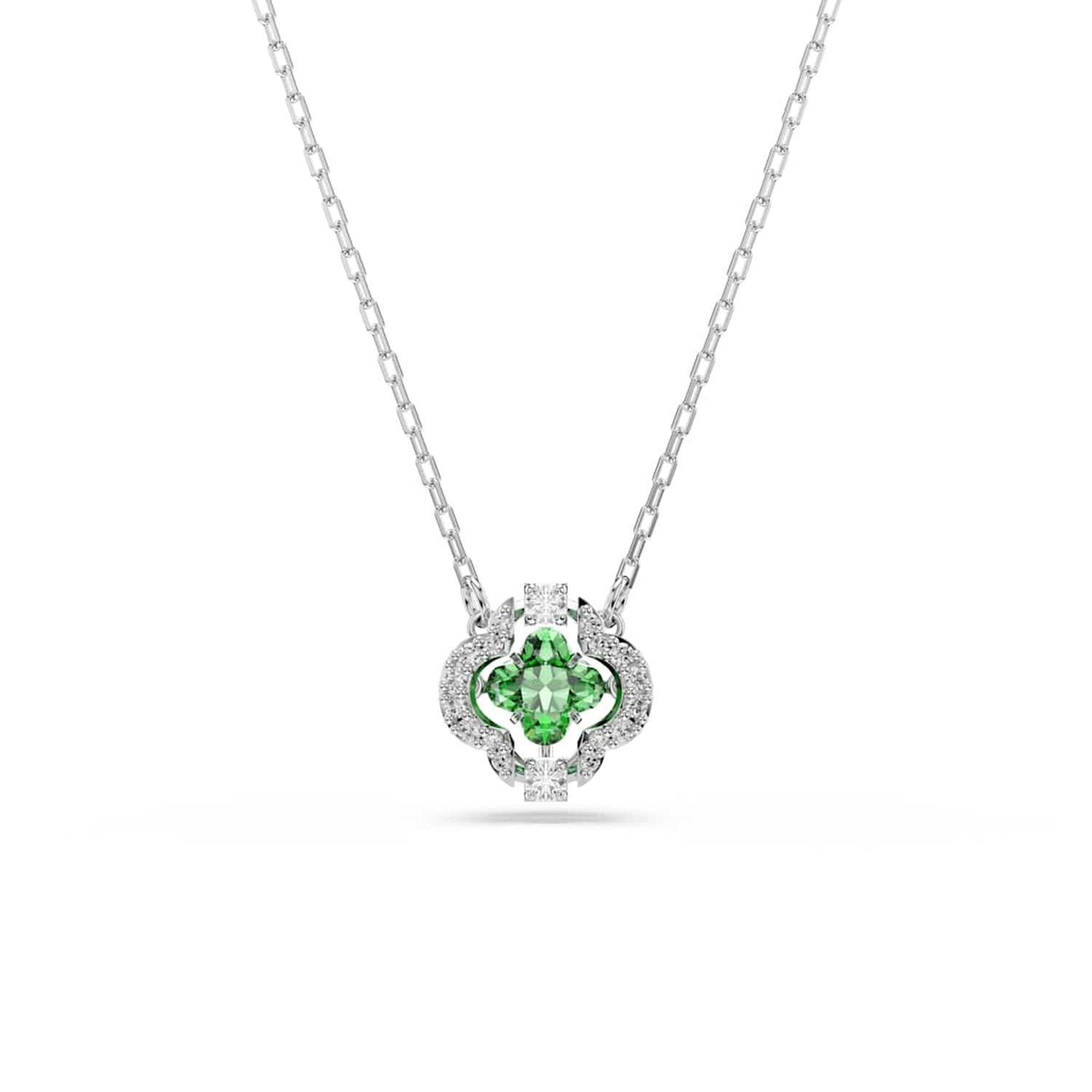 Swarovski Una Sparkling Dc Silver-Tone Necklace with Green Crystal 5757785