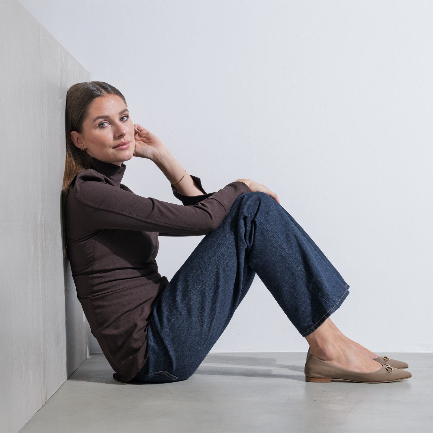 Isabel Bernard Vendôme Elita taupe leren ballerina's van kalfsleer IB51002-03-41