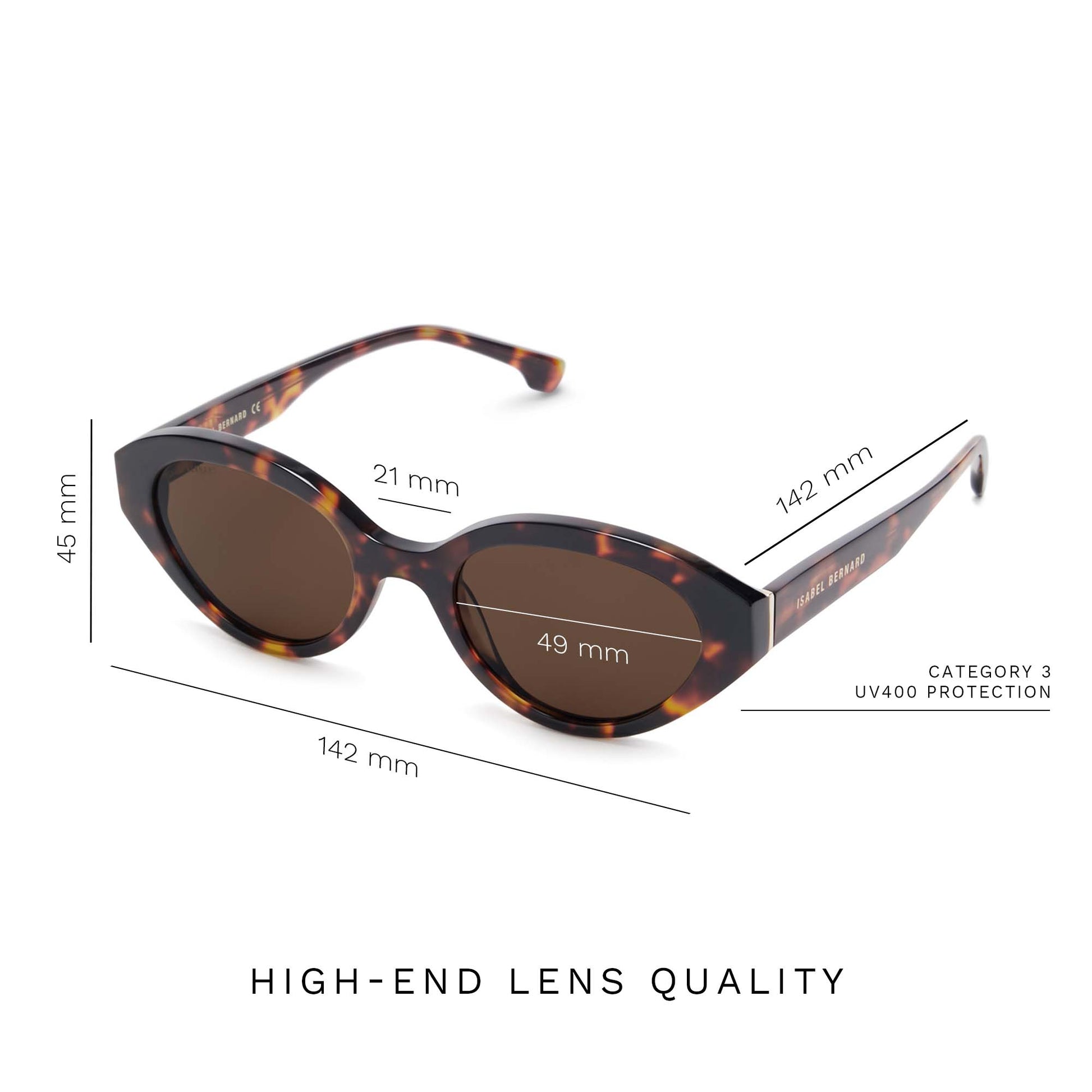 Isabel Bernard La Villette Rosaire Brown Tortoise Ovale Sunglasses IB400002-14-14