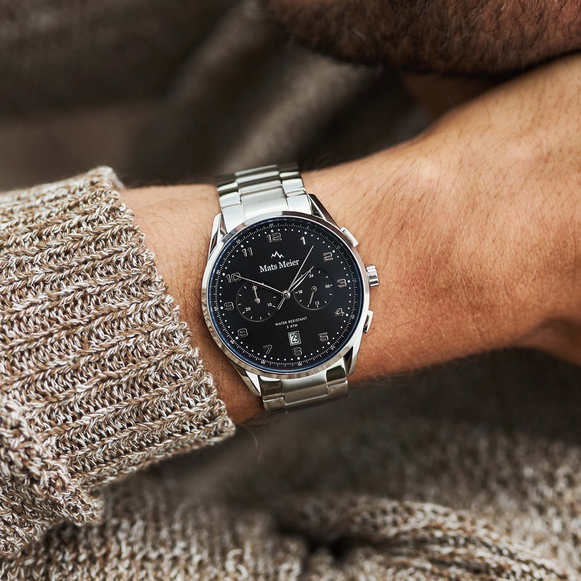 Mats Meier Mont Vélan Chrono Black/Silver Coloured Watch MM10004