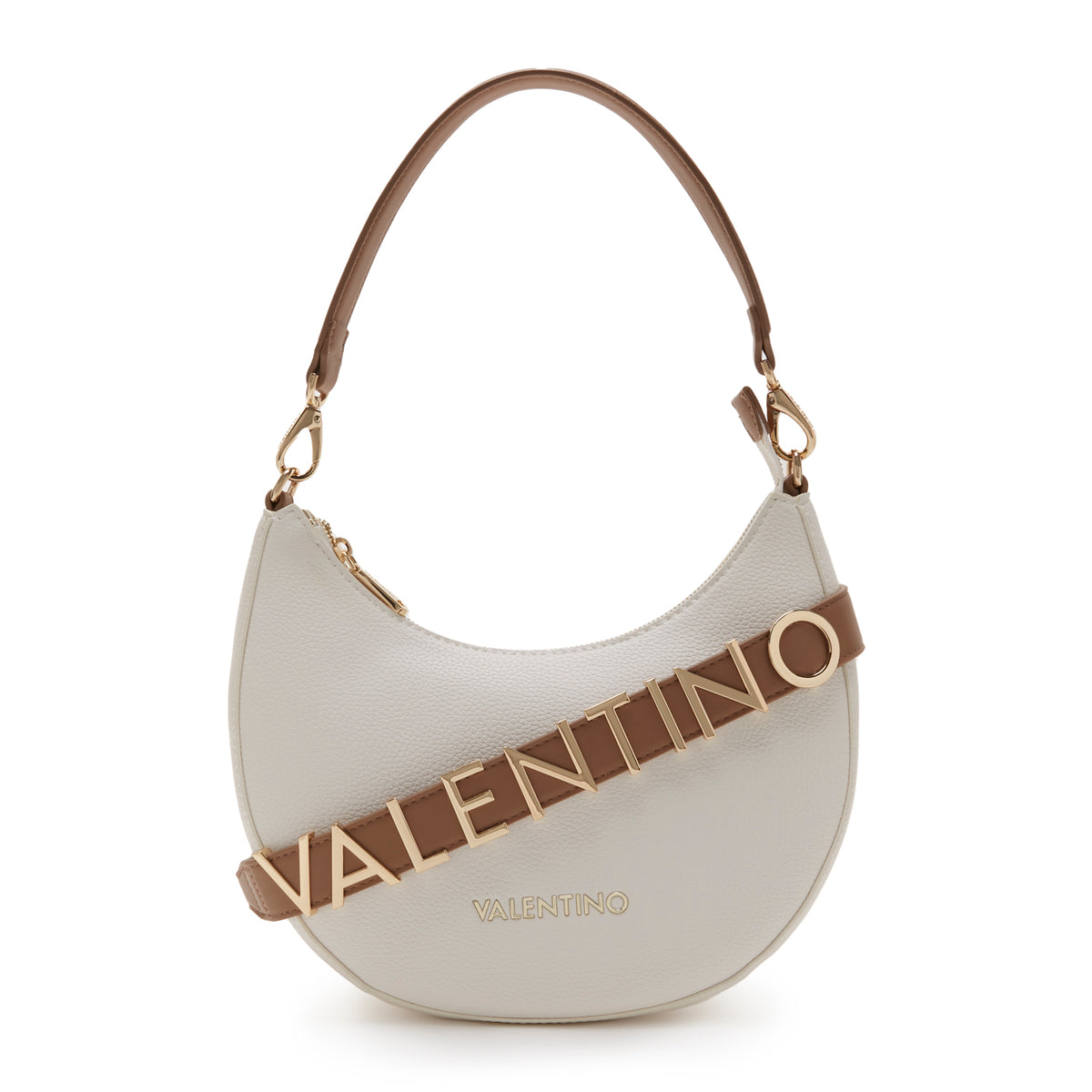 Valentino Bags Alexia White & Brown Shoulder Bag VBS5A808BIANCO/CUOIO