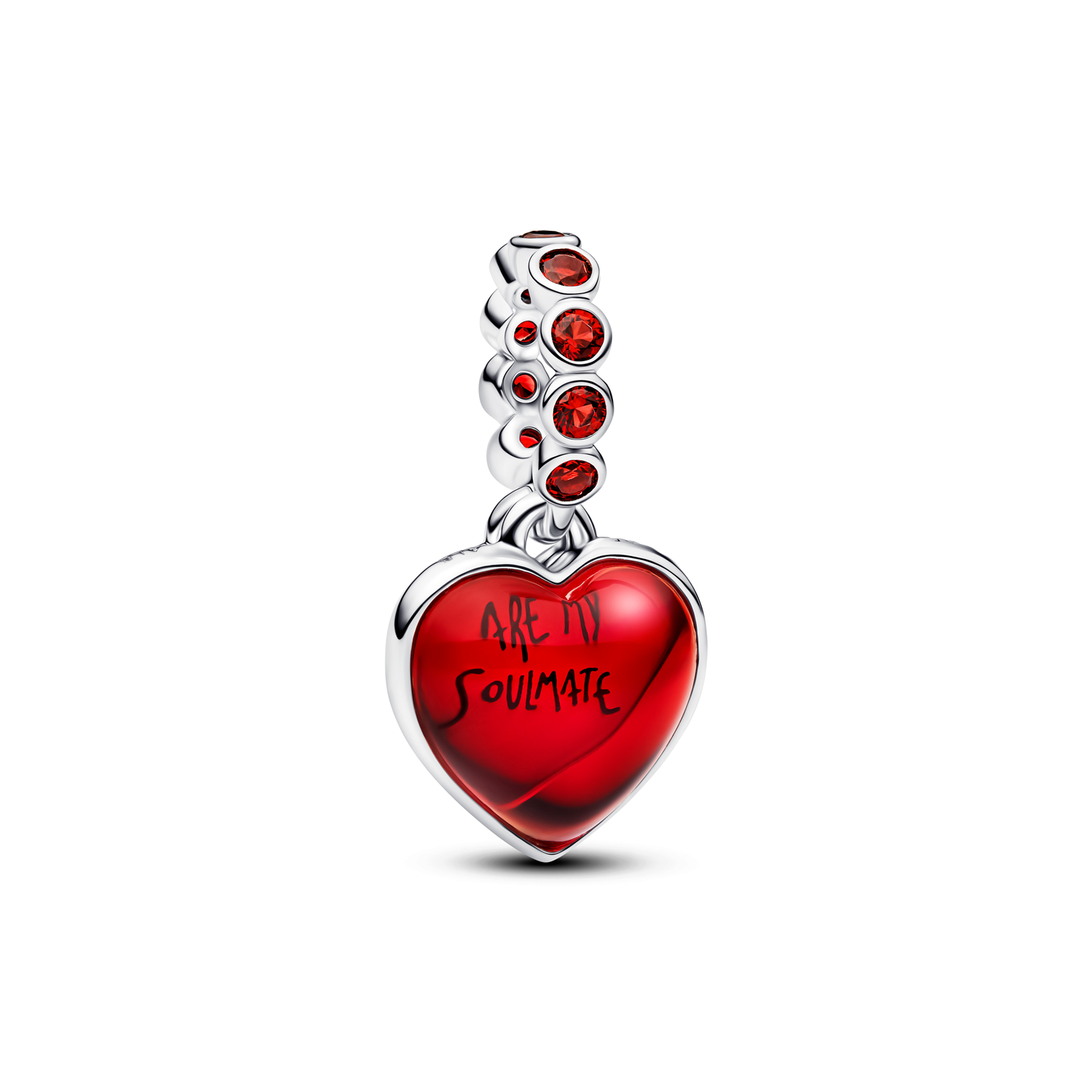 Pandora Moments 925 Sterling Silver Red Murano Glass Red Heart Hanging Charm 794429C01