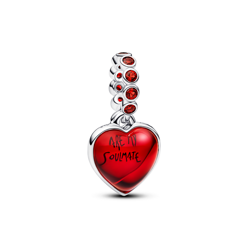 Pandora Moments 925 Sterling Silver Red Murano Glass Red Heart Hanging Charm 794429C01-zoom-