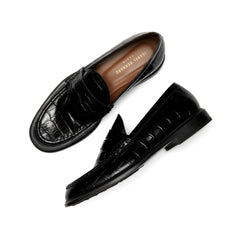 Isabel Bernard Vendôme Blandine croco black calfskin leather loafers IB51015-201-38