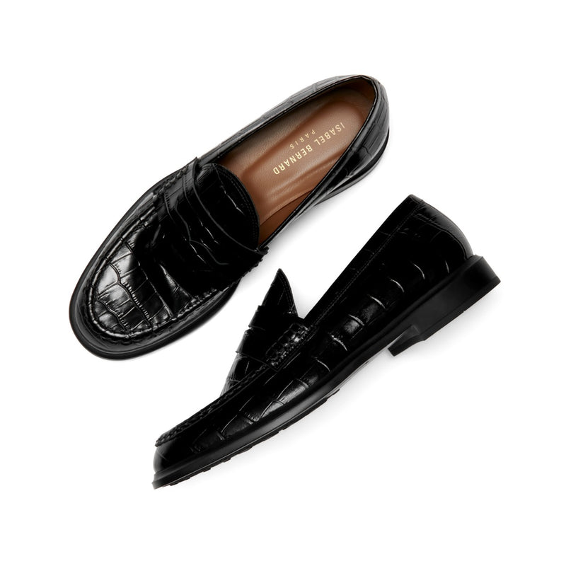 Isabel Bernard Vendôme Blandine Kroko Schwarz Kalbsleder Loafers IB51015-201-38-zoom-
