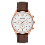 Mats Meier Grand Cornier Chrono Wit/RoseGoldfarbene/Braun Uhr MM00107