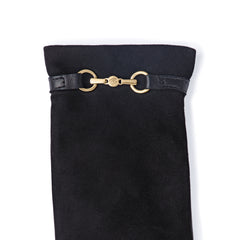 Isabel Bernard Honoré Marcelia black goatskin suéde leather gloves IB67001-101-7.5
