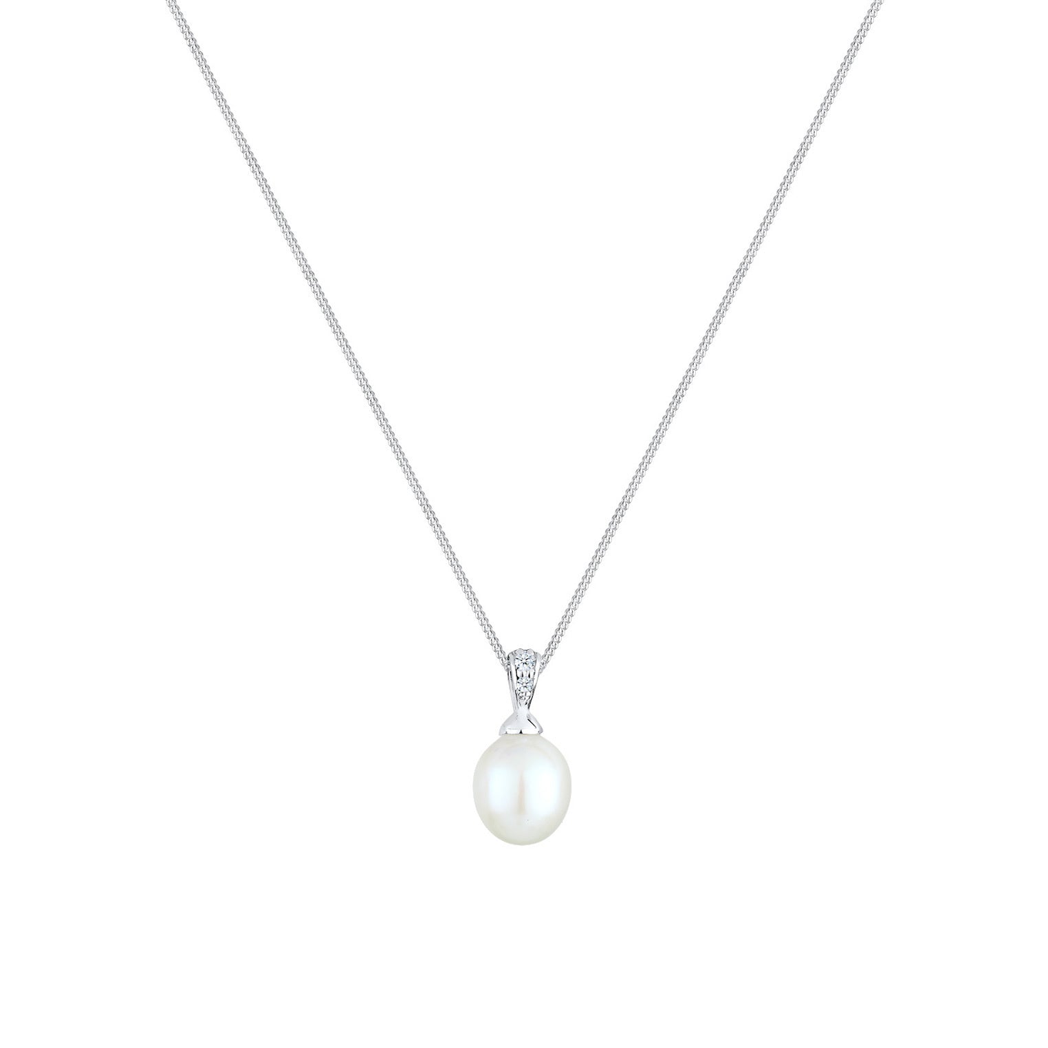 Elli 925 Sterling Silver Pearl Necklace with Diamond (0.04 ct) 2004-BF-0007551-001